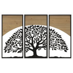 Paris Prix Lot de 3 Décorations Murales Encadrées  Arc  105cm Noir & Naturel