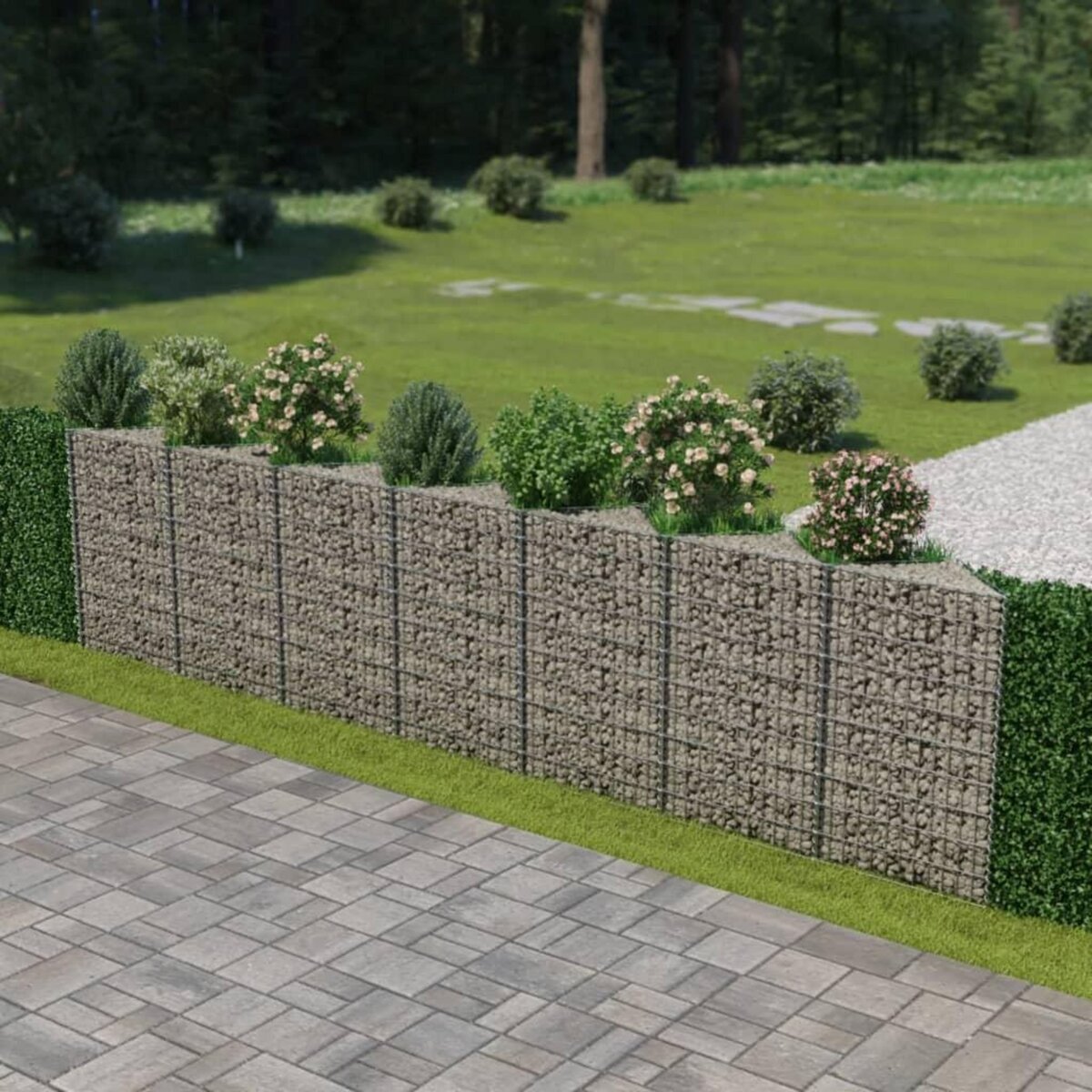VIDAXL Mur de gabion Acier galvanise 450 x 30 x 100 cm