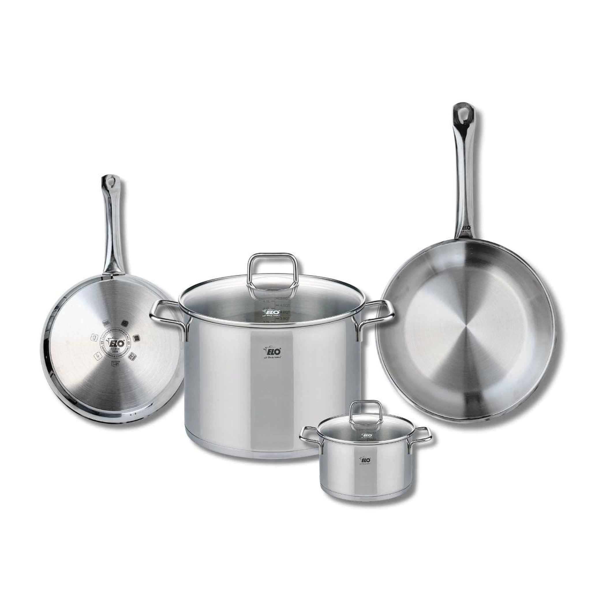 ELO Set de 2 poêles de cuisson 24 et 28 cm et 2 faitouts 14 et 26 cm elo profi citrin