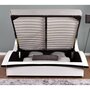 CONCEPT USINE Cadre de lit en PU blanc avec coffre et LED intégrées 140x190 cm CAMDEN