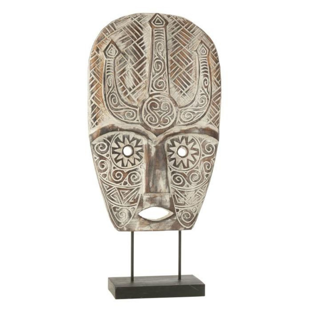 Paris Prix Statue Masque Primitif sur Pied  Zihao  80cm Naturel