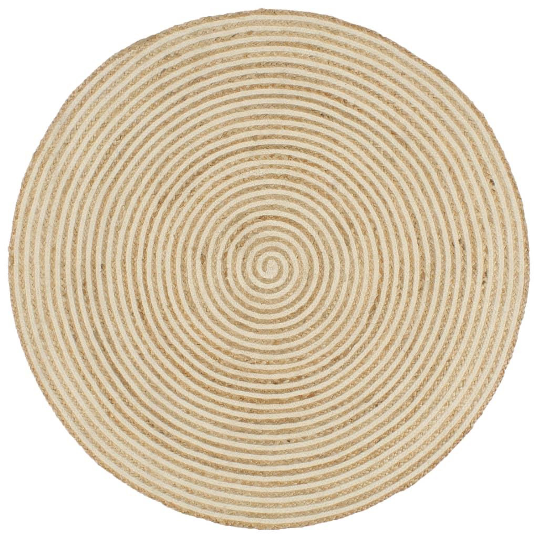 Voir la diapositive 1 : VIDAXL Tapis fait a la main Jute avec design de spirale Blanc 90 cm