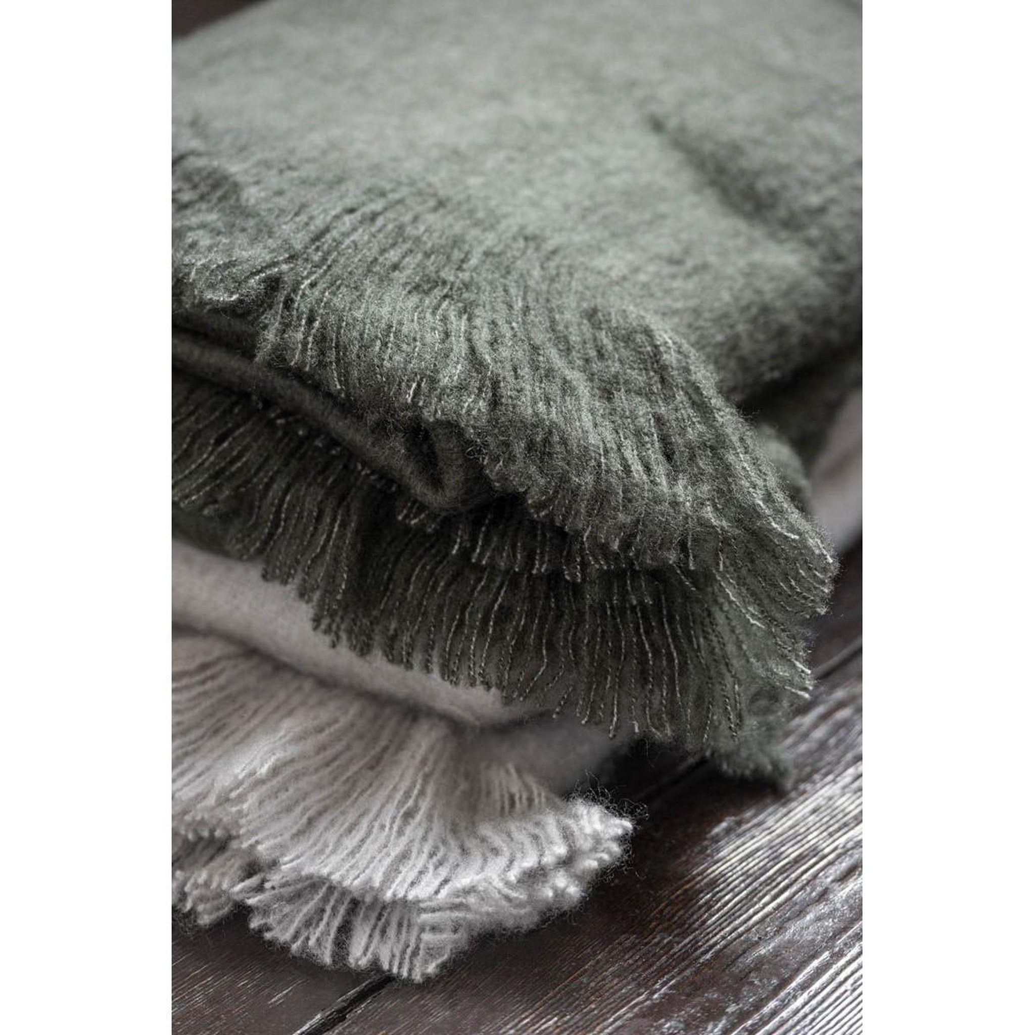 Voir la diapositive 3 : J-LINE Plaid uni à franges  glen  130x180cm anthracite