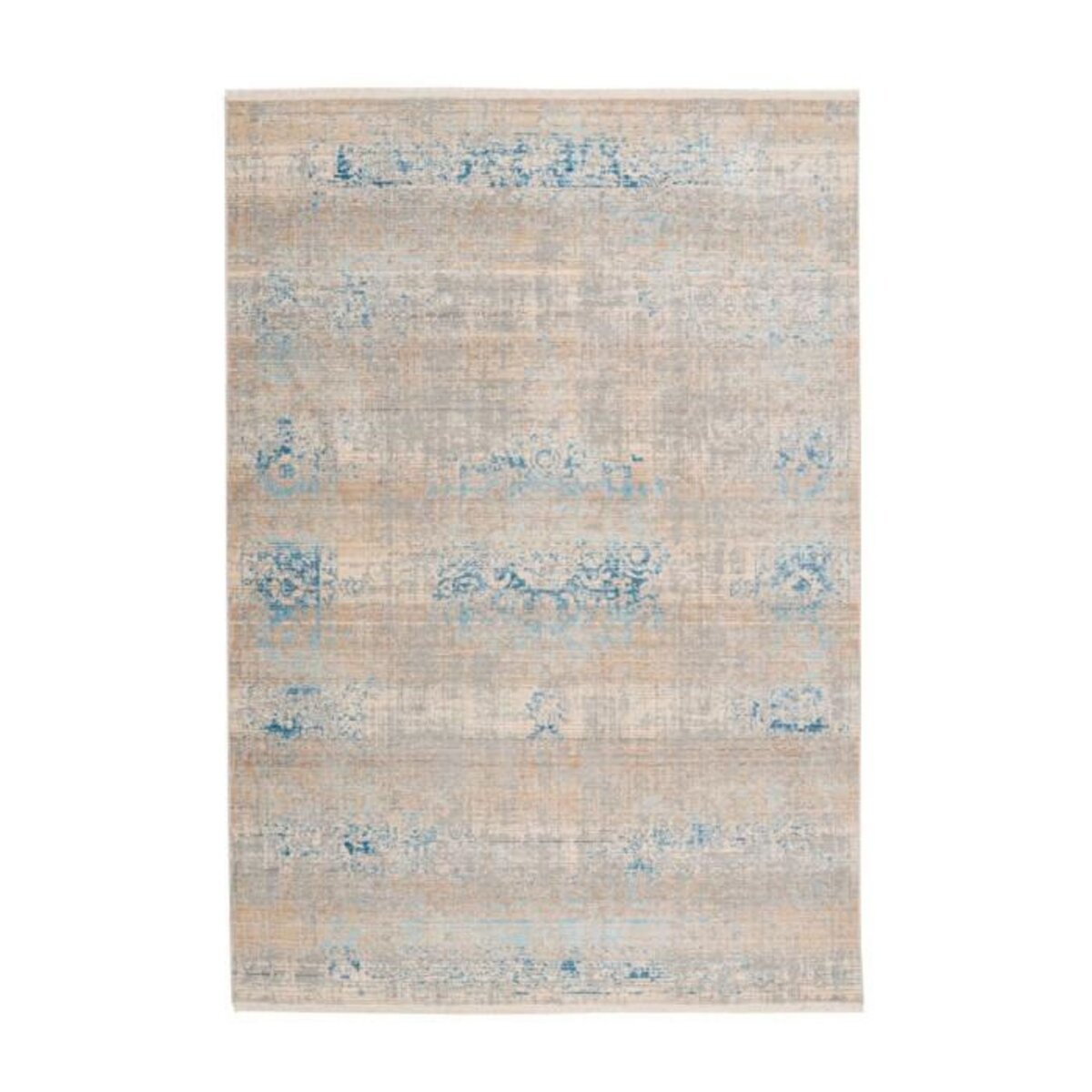 Paris Prix Tapis Vintage à Franges  Baroque III  Gris & Turquoise