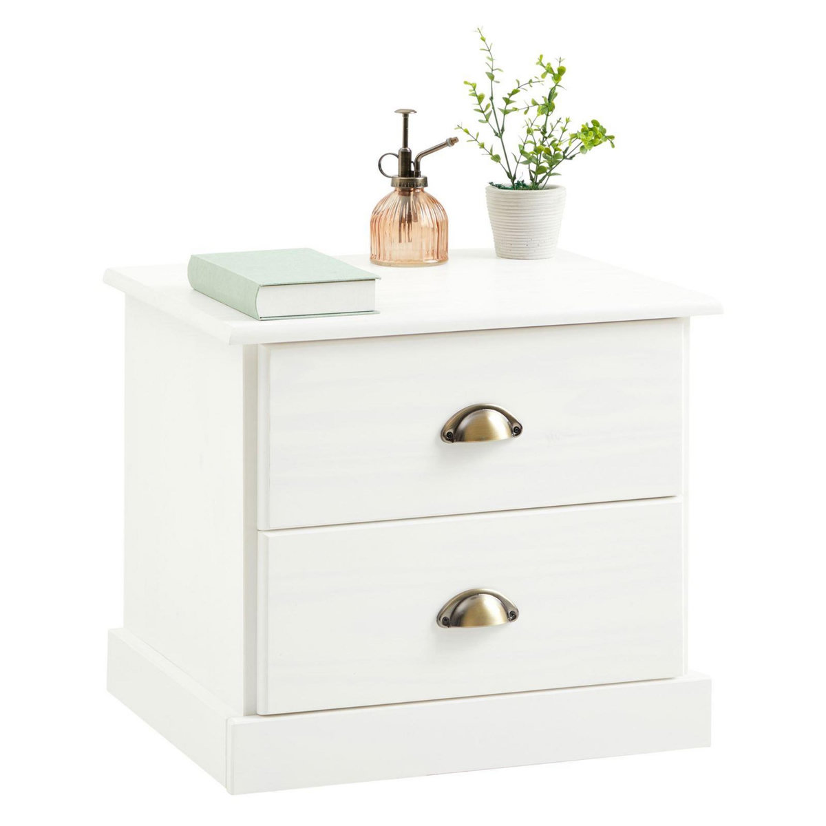 IDIMEX Table de chevet PARIS en pin massif, 2 tiroirs