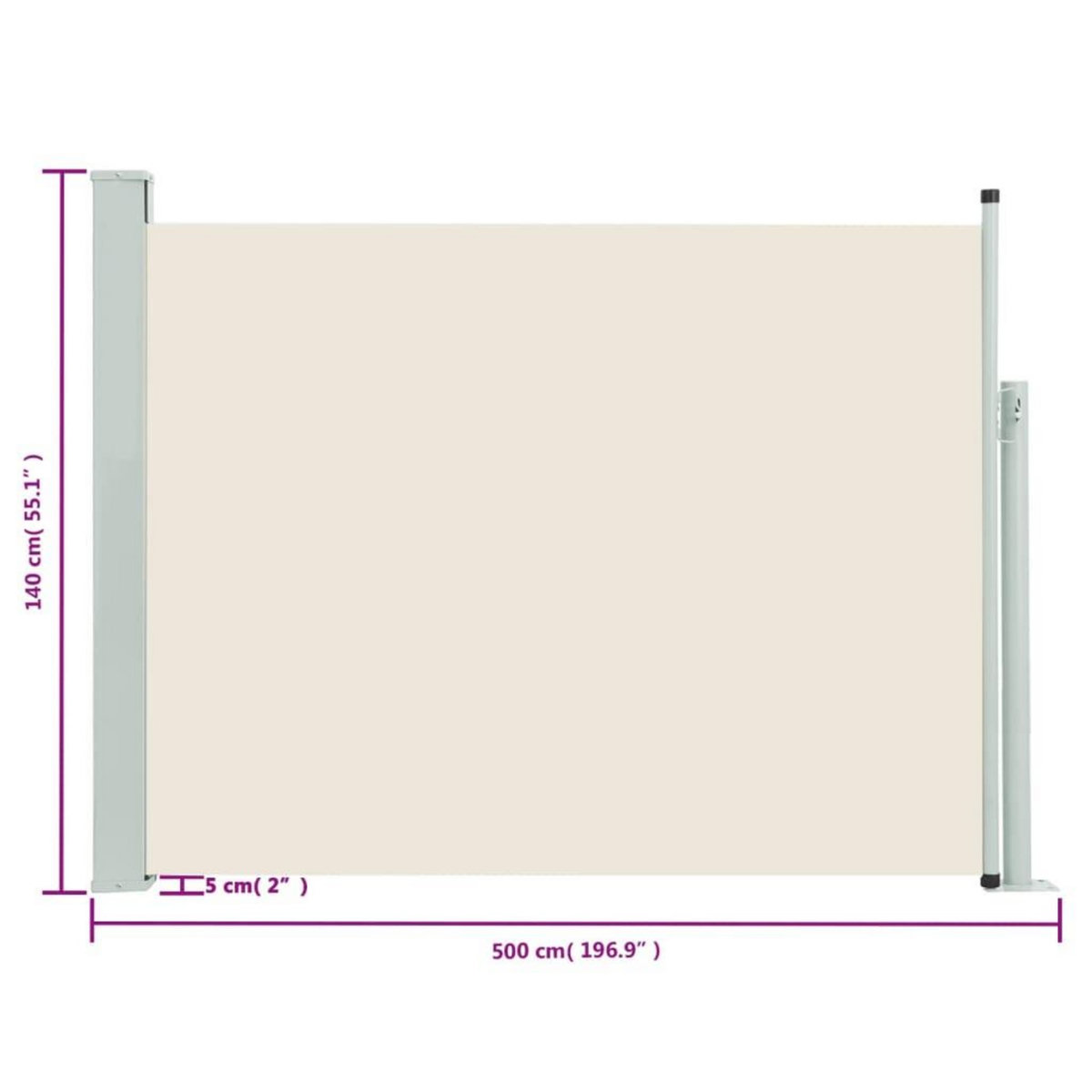 VIDAXL Auvent lateral retractable de patio 140x500 cm Creme