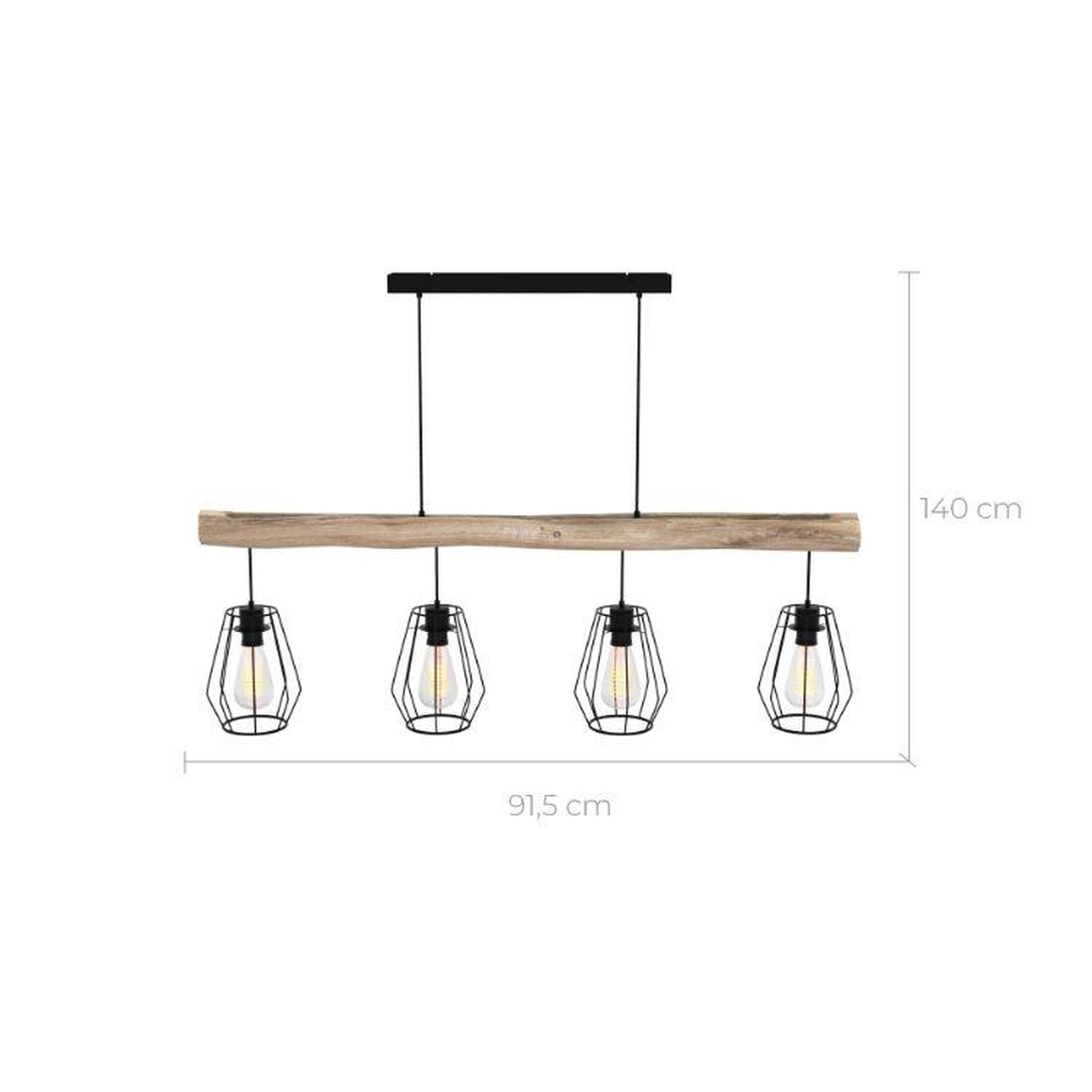Voir la diapositive 4 : MAISON PAVANE Suspension en bois et métal 4 lampes-Clotilde