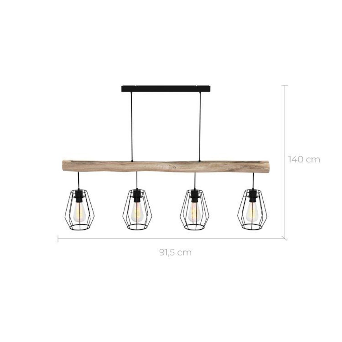 MAISON PAVANE Suspension en bois et métal 4 lampes-Clotilde