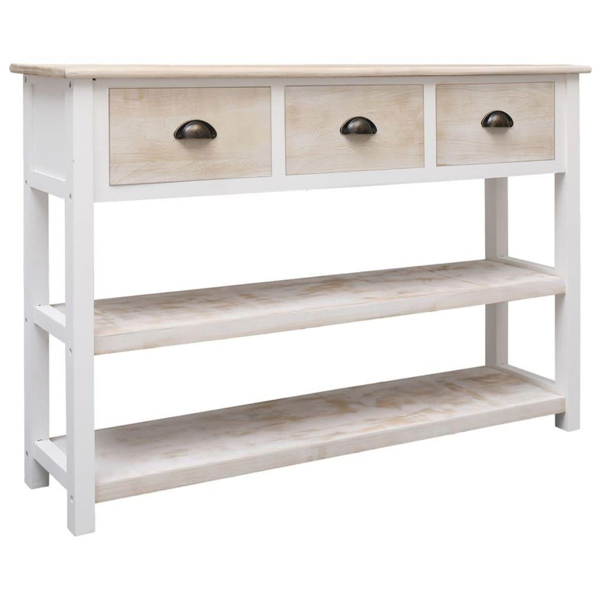 VIDAXL Buffet Blanc et marron 108x30x76 cm Bois de Paulownia massif