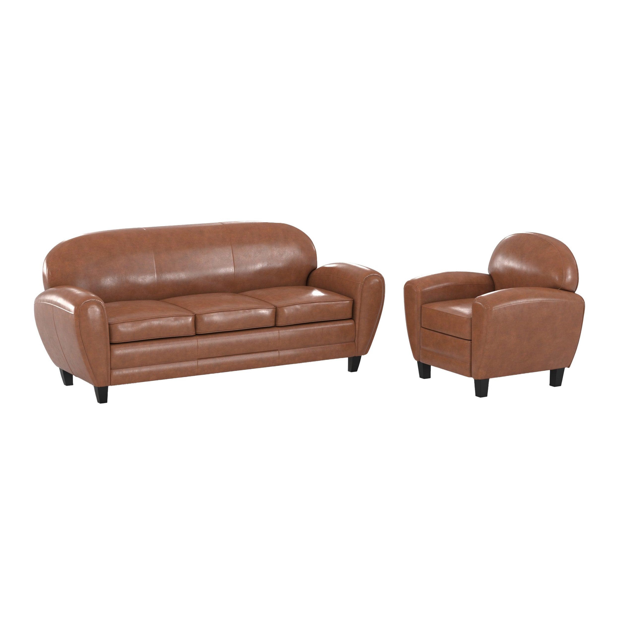 MAISON PAVANE Ensemble canapé et fauteuil camel 4 places-club