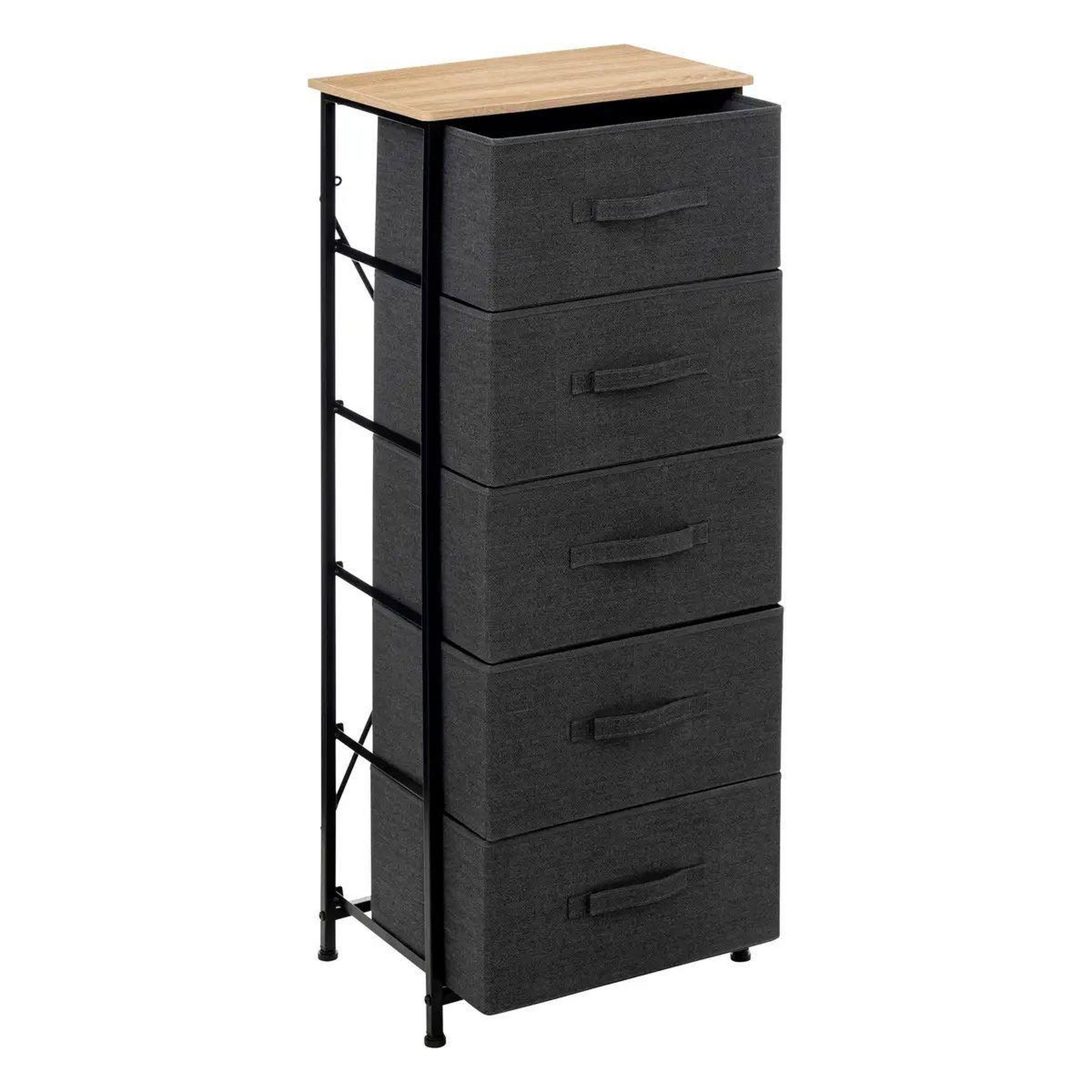 Voir la diapositive 2 : FIVE Meuble de rangement 5 tiroirs  tissa  114cm gris foncé