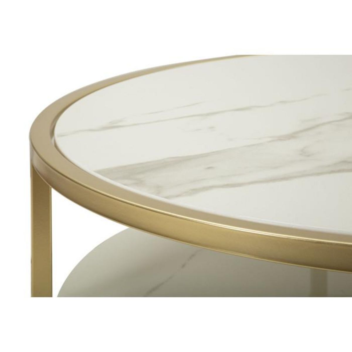 Paris Prix Table Basse Effet Marbre  Sharon  75cm Blanc & Or