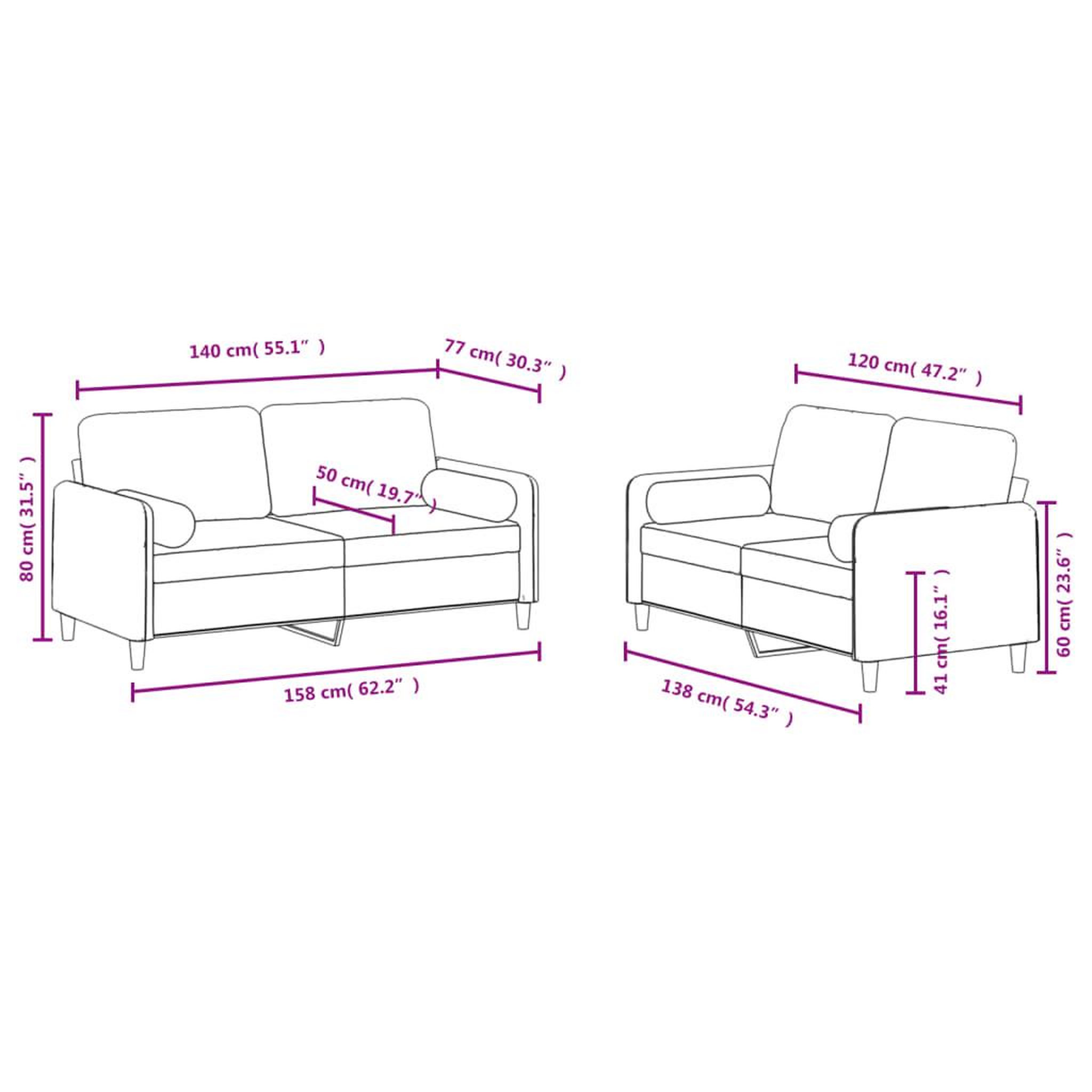 Voir la diapositive 6 : VIDAXL Ensemble de canapes 2 pcs avec coussins gris clair velours