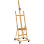 Voir la diapositive 1 : VINSETTO Chevalet d'artiste pliable sur roulettes hauteur réglable inclinaison réglable 90° max. niche rangement bois de hêtre