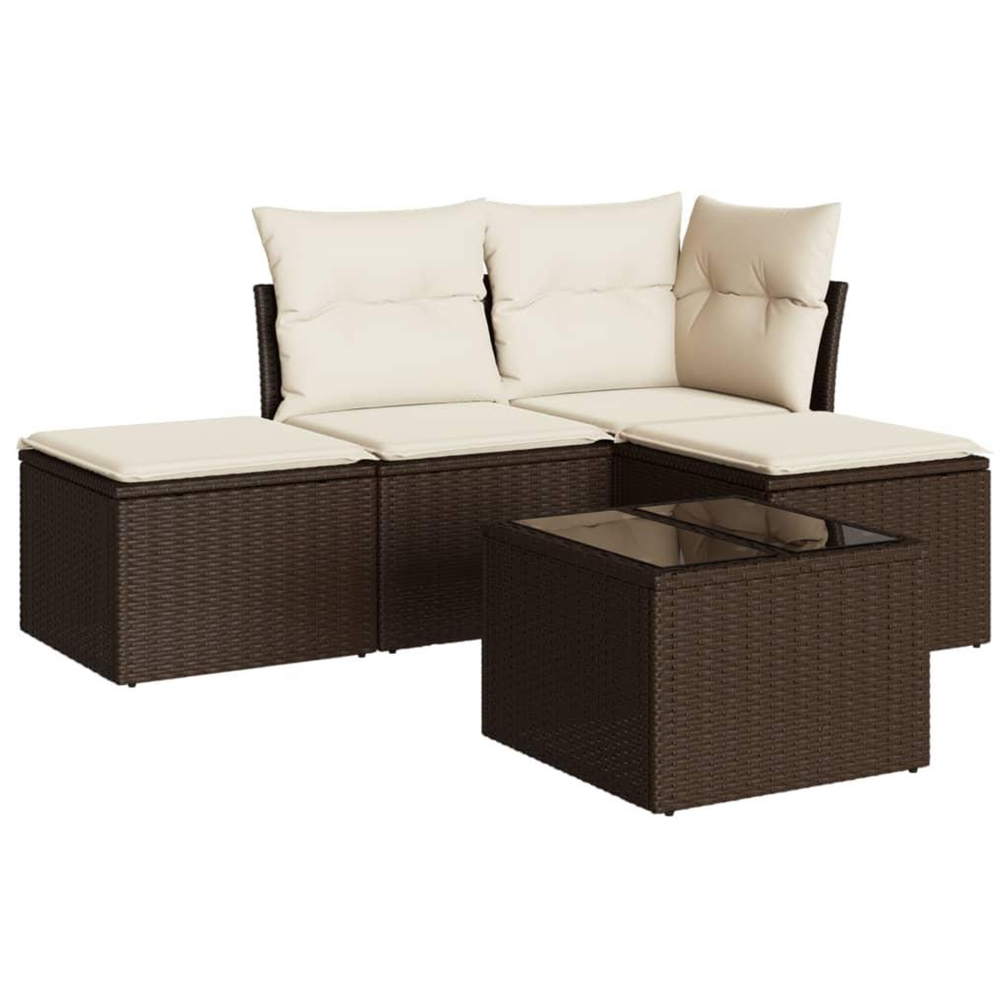Voir la diapositive 2 : VIDAXL Salon de jardin avec coussins 5 pcs marron resine tressee