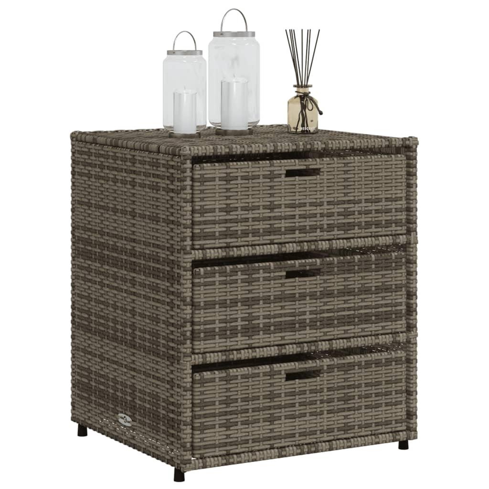 Voir la diapositive 4 : VIDAXL Armoire de rangement de jardin gris 55x59x69 cm resine tressee