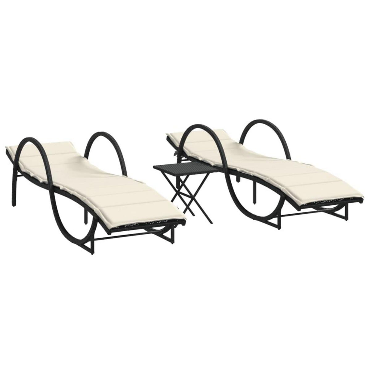 VIDAXL Chaises longues lot de 2 avec table noir resine tressee