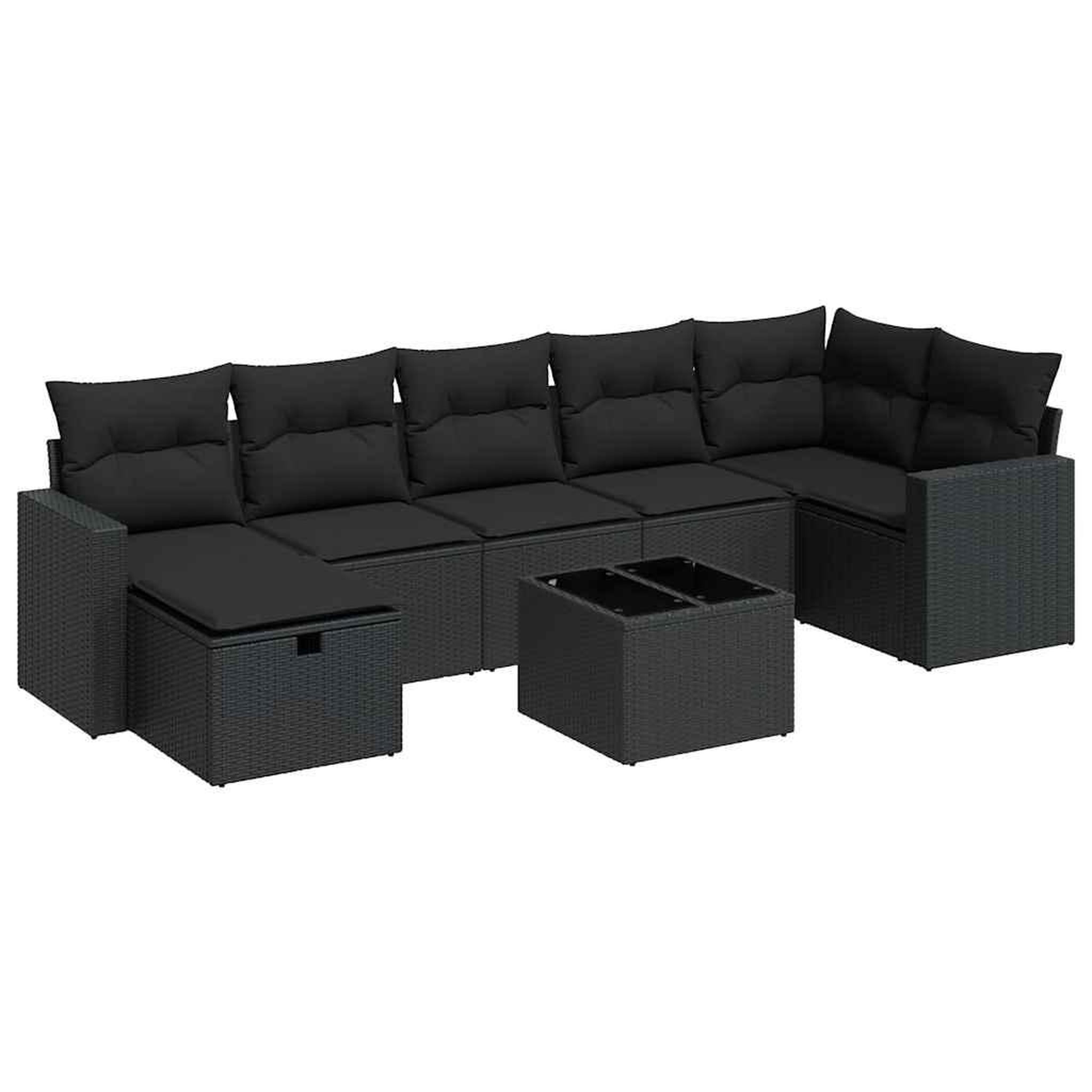 Voir la diapositive 2 : VIDAXL Salon de jardin 8 pcs avec coussins noir resine tressee