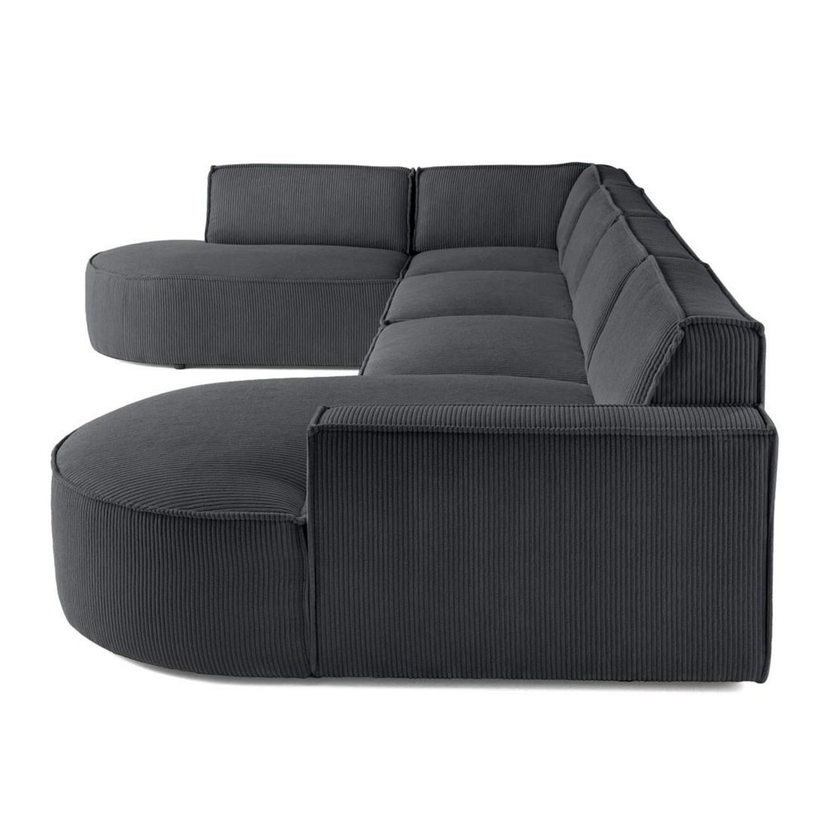 LISA DESIGN Spiaggia - canapé panoramique d'angle gauche - 7 places - en velours côtelé