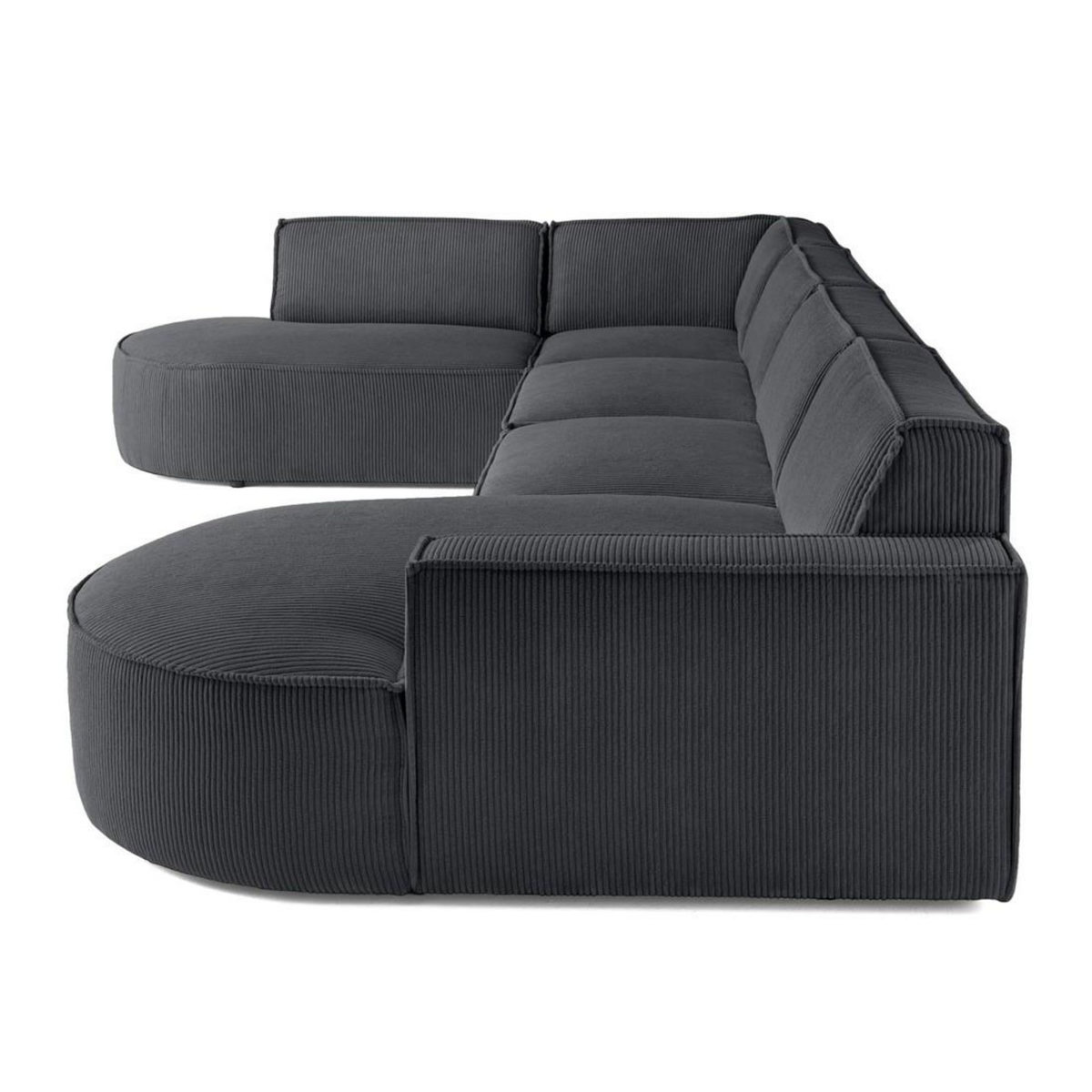 LISA DESIGN Spiaggia - canapé panoramique d'angle gauche - 7 places - en velours côtelé