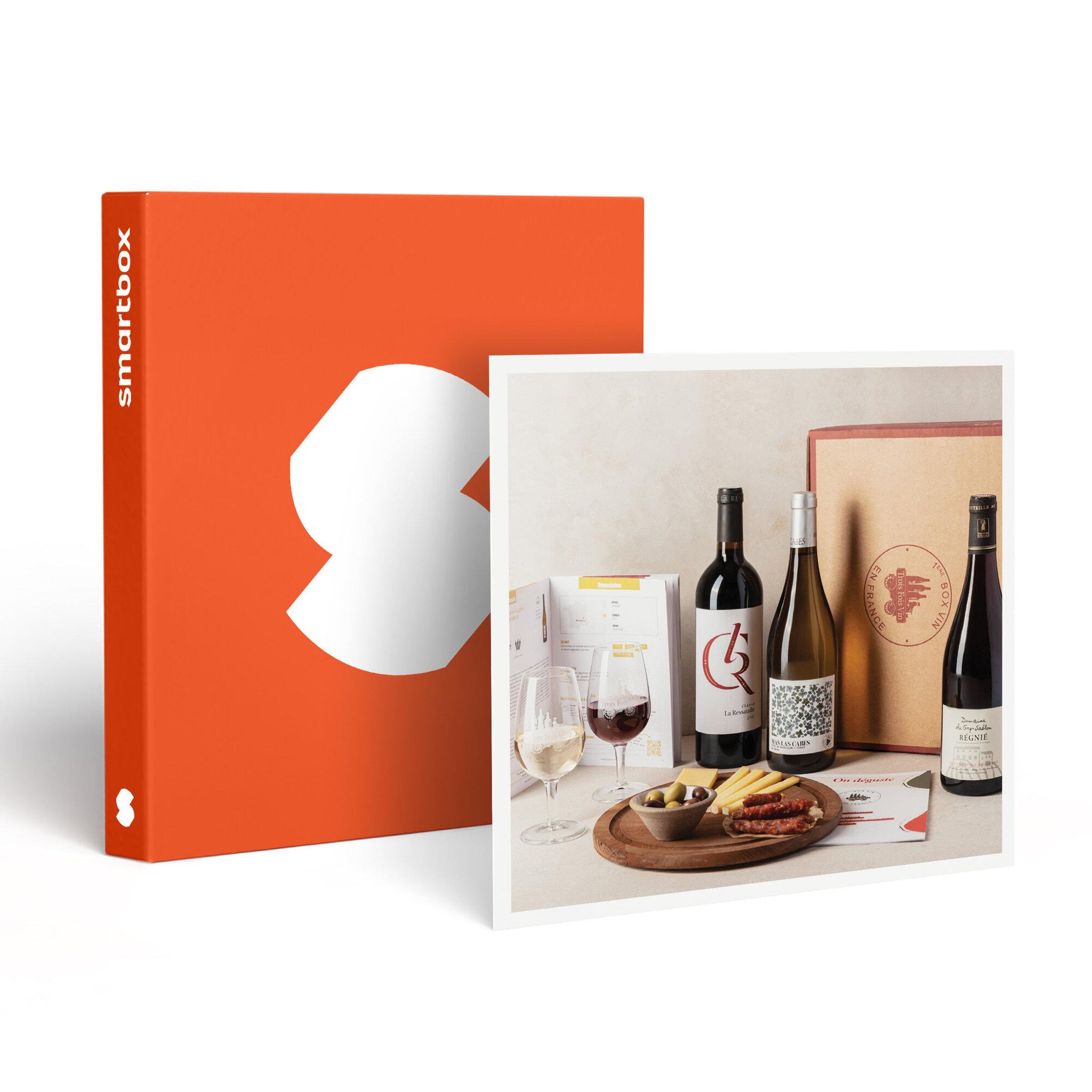 Smartbox Abonnement de 2 mois : 3 bouteilles de vin par mois et livret de dégustation - coffret cadeau gastronomie
