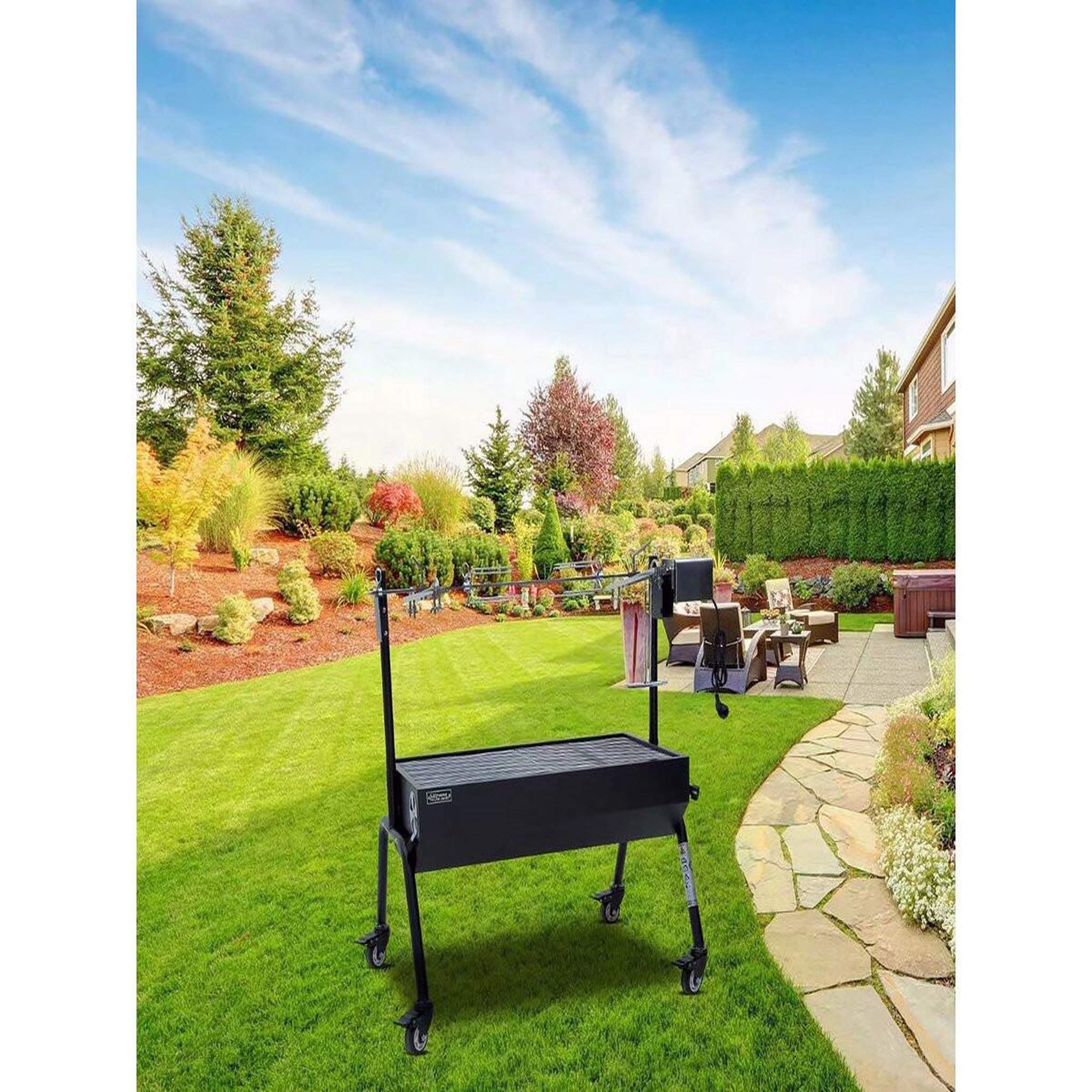 Voir la diapositive 2 : Habitat et Jardin Rôtissoire charbon avec broche électrique  senator  - noir