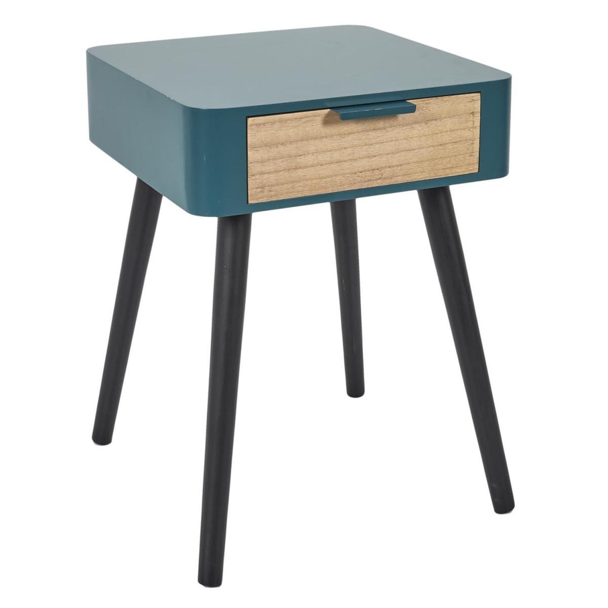 The Home Deco Factory Table de chevet 1 tiroir  bois  48cm bleu canard