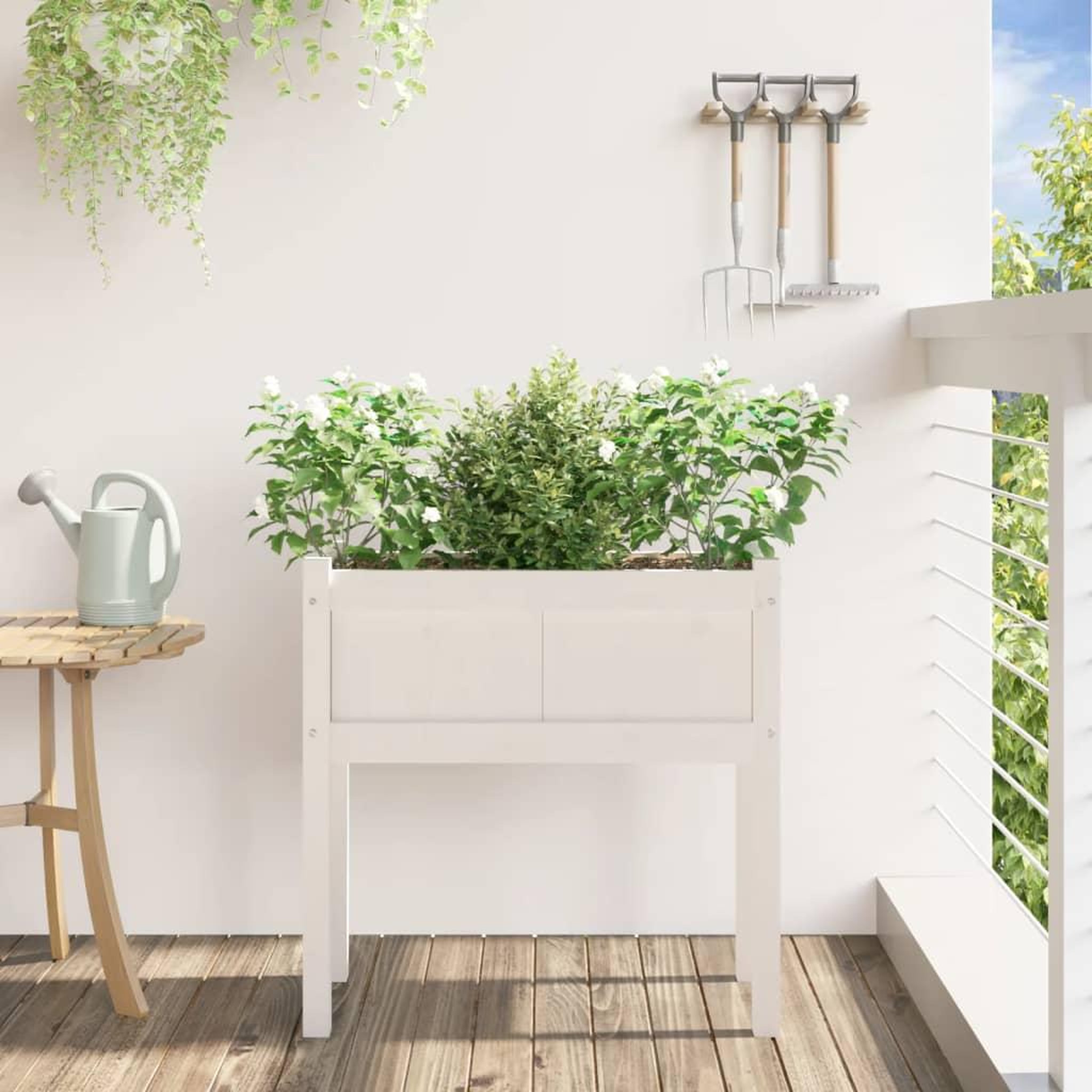 Voir la diapositive 3 : VIDAXL Jardinieres avec pieds blanc 70x31x70 cm bois de pin massif