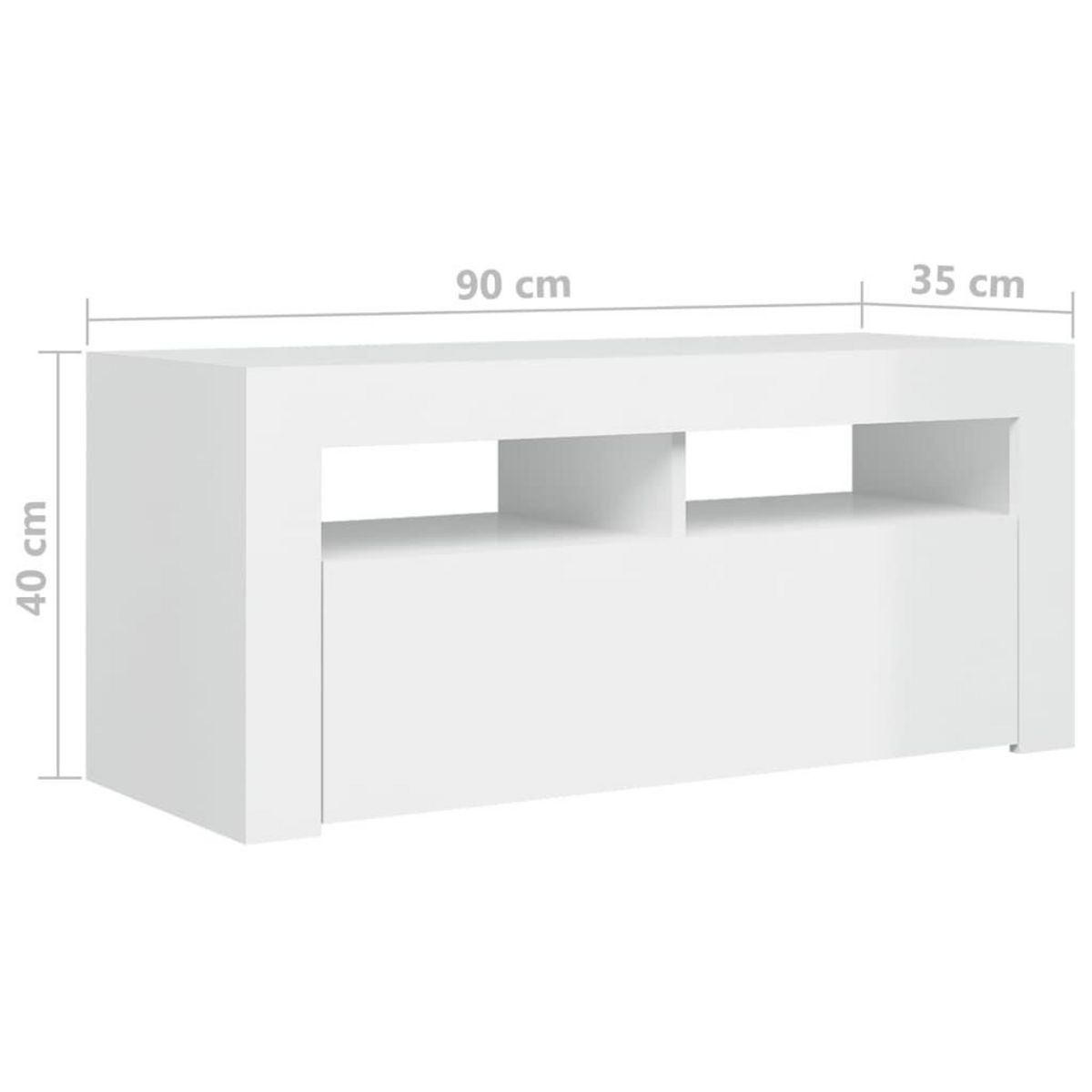 VIDAXL Meuble TV avec lumieres LED blanc brillant 90x35x40 cm