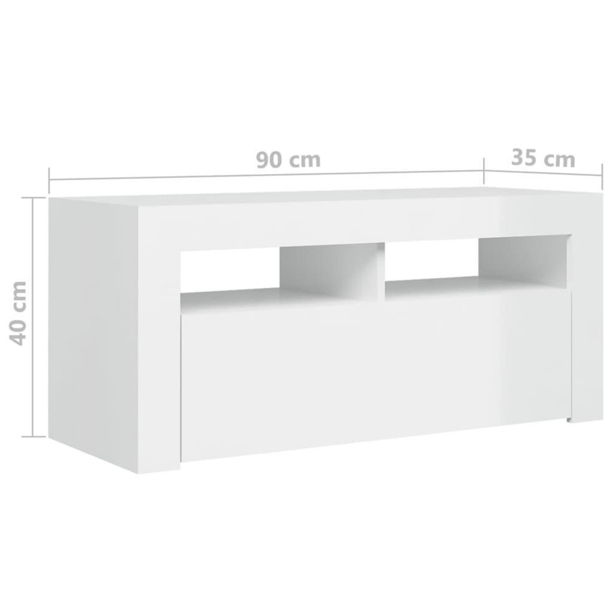 VIDAXL Meuble TV avec lumieres LED blanc brillant 90x35x40 cm