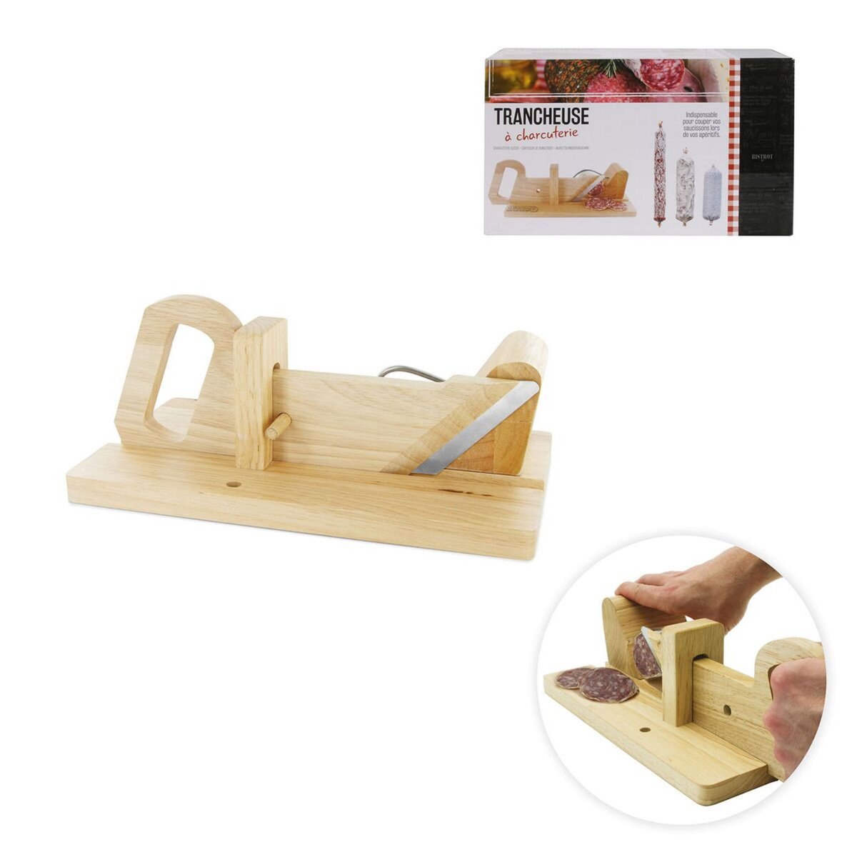 Trancheuse à charcuterie en bois