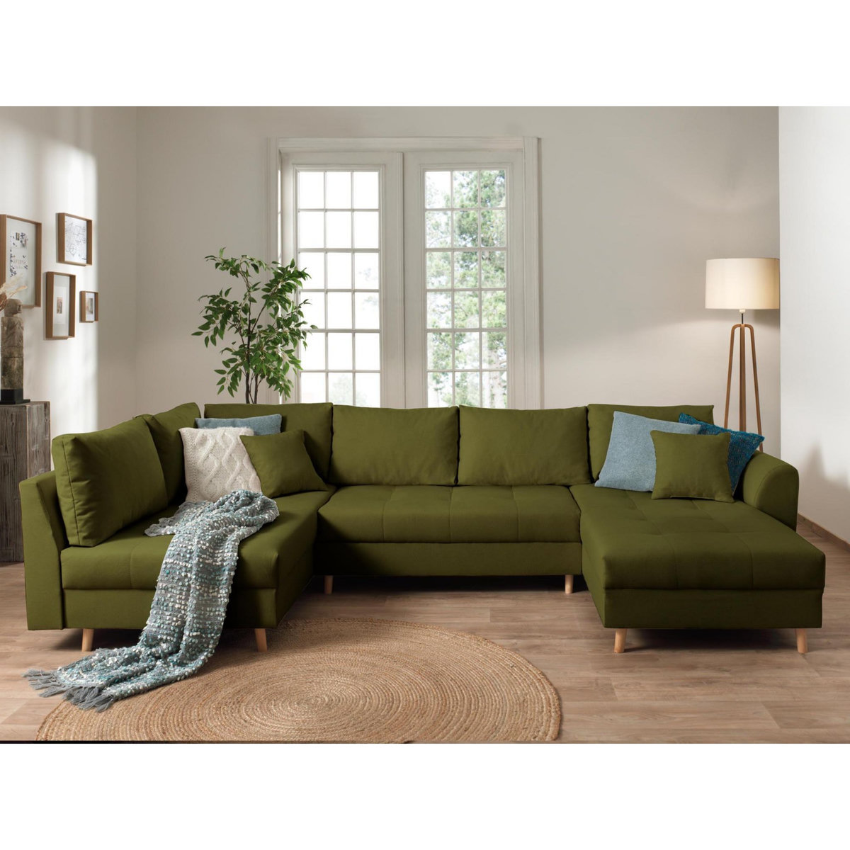 LISA DESIGN Rune - canapé panoramique avec pouf d'appoint - 7 places - style scandinave - gauche
