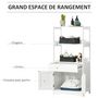 Voir la diapositive 4 : KLEANKIN Meuble de rangement salle de bain - 2 portes, tiroir, 3 étagères - dim. 60L x 33l x 122H cm - MDF blanc