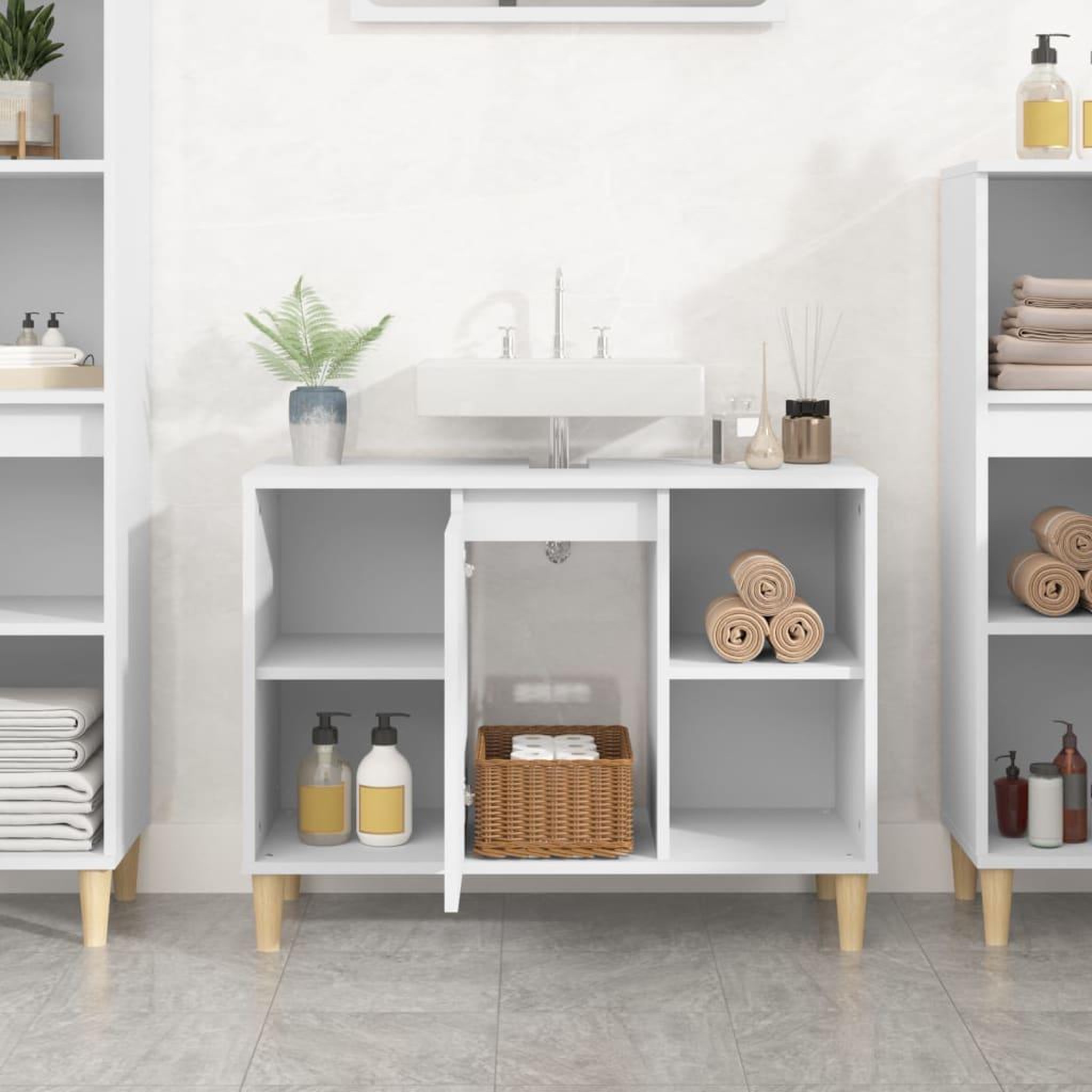 Voir la diapositive 3 : VIDAXL Meuble d'evier blanc 80x33x60 cm bois d'ingenierie