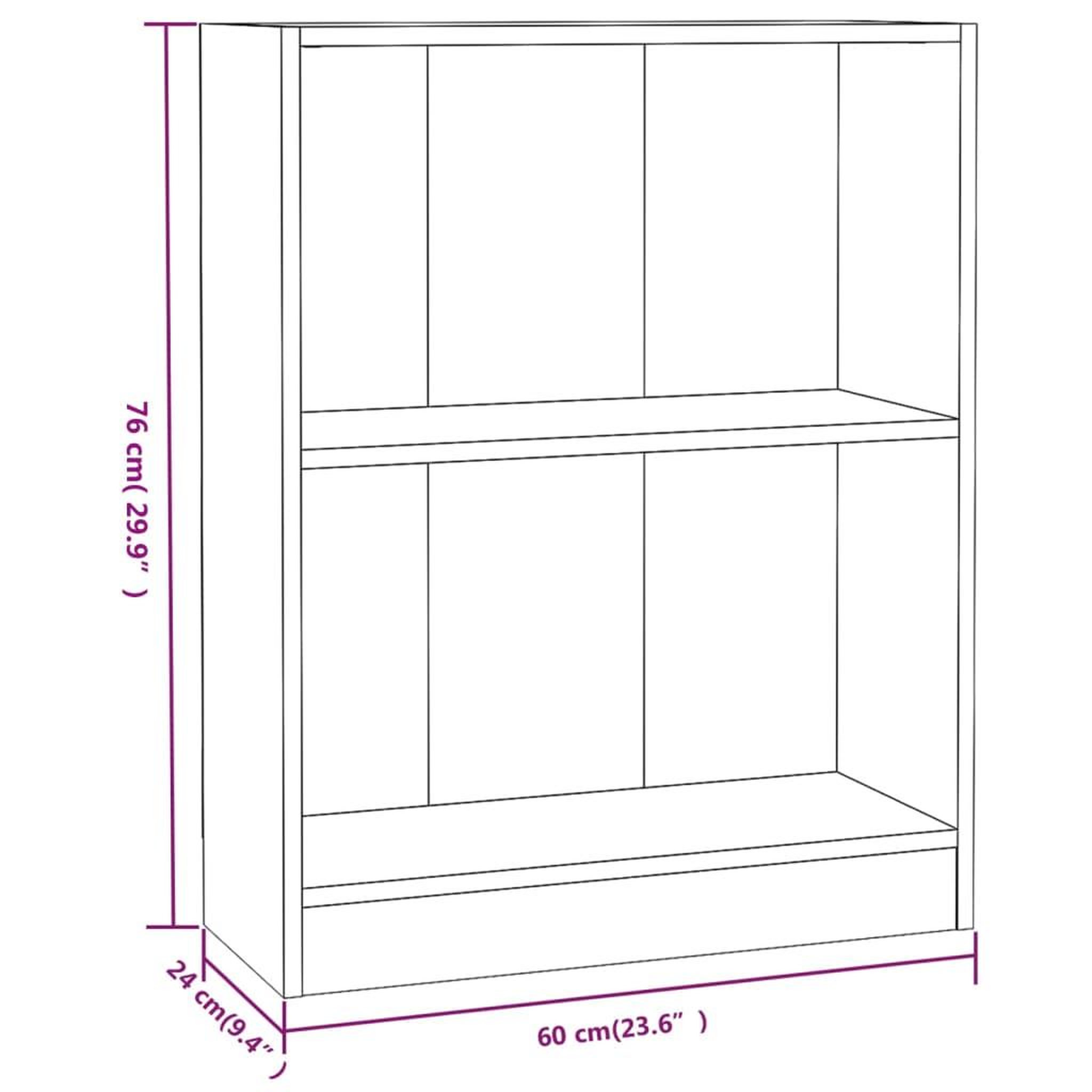 Voir la diapositive 6 : VIDAXL Bibliotheque Gris brillant 60x24x76 cm Bois d'ingenierie