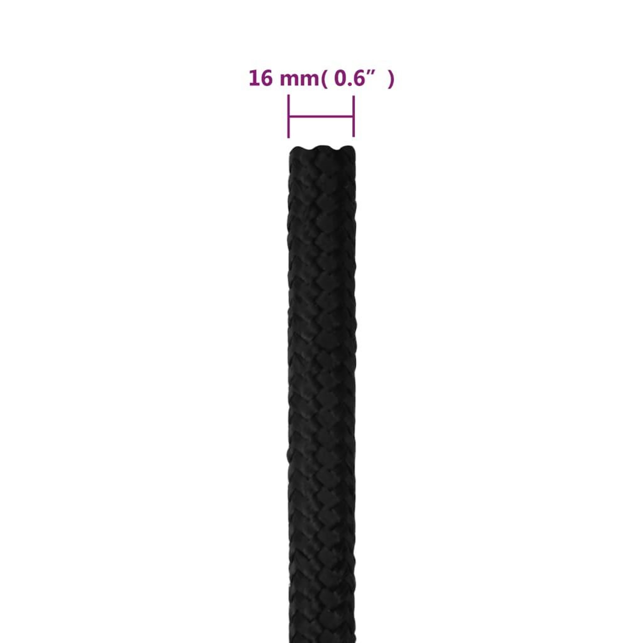 Voir la diapositive 6 : VIDAXL Corde de bateau Noir complet 16 mm 50 m Polypropylene