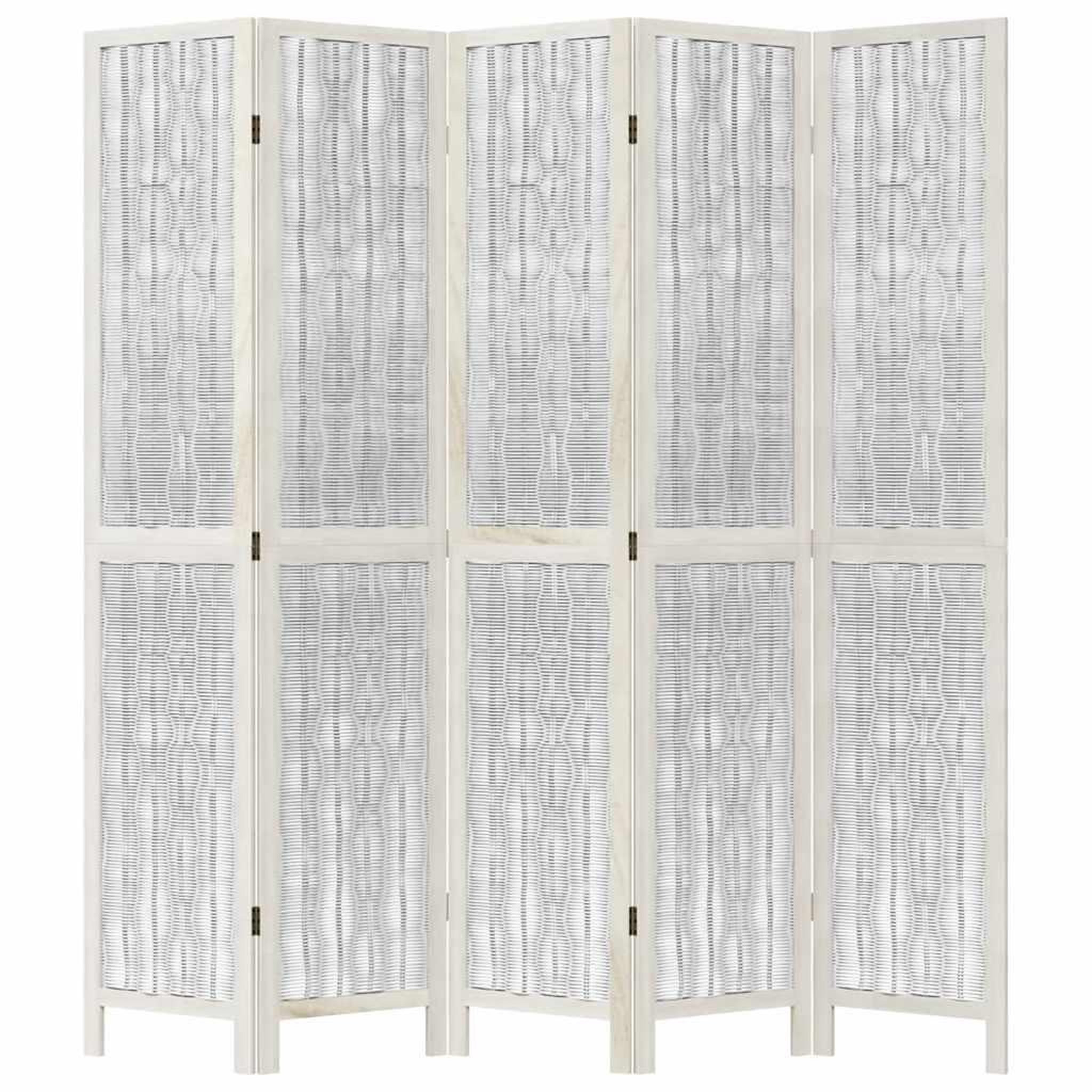 Voir la diapositive 4 : VIDAXL Cloison de separation 5 panneaux blanc bois de paulownia massif
