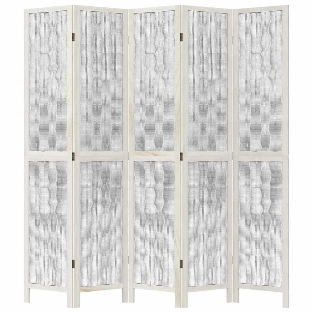 VIDAXL Cloison de separation 5 panneaux blanc bois de paulownia massif