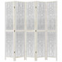 Voir la diapositive 4 : VIDAXL Cloison de separation 5 panneaux blanc bois de paulownia massif