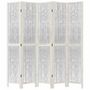 Voir la diapositive 4 : VIDAXL Cloison de separation 5 panneaux blanc bois de paulownia massif