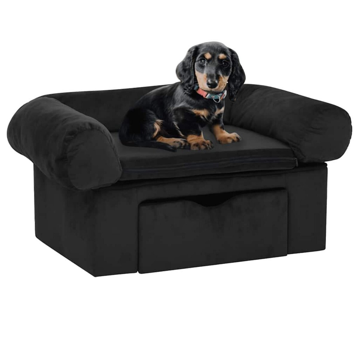 VIDAXL Canape pour chien avec tiroir Noir 75x50x38 cm Peluche
