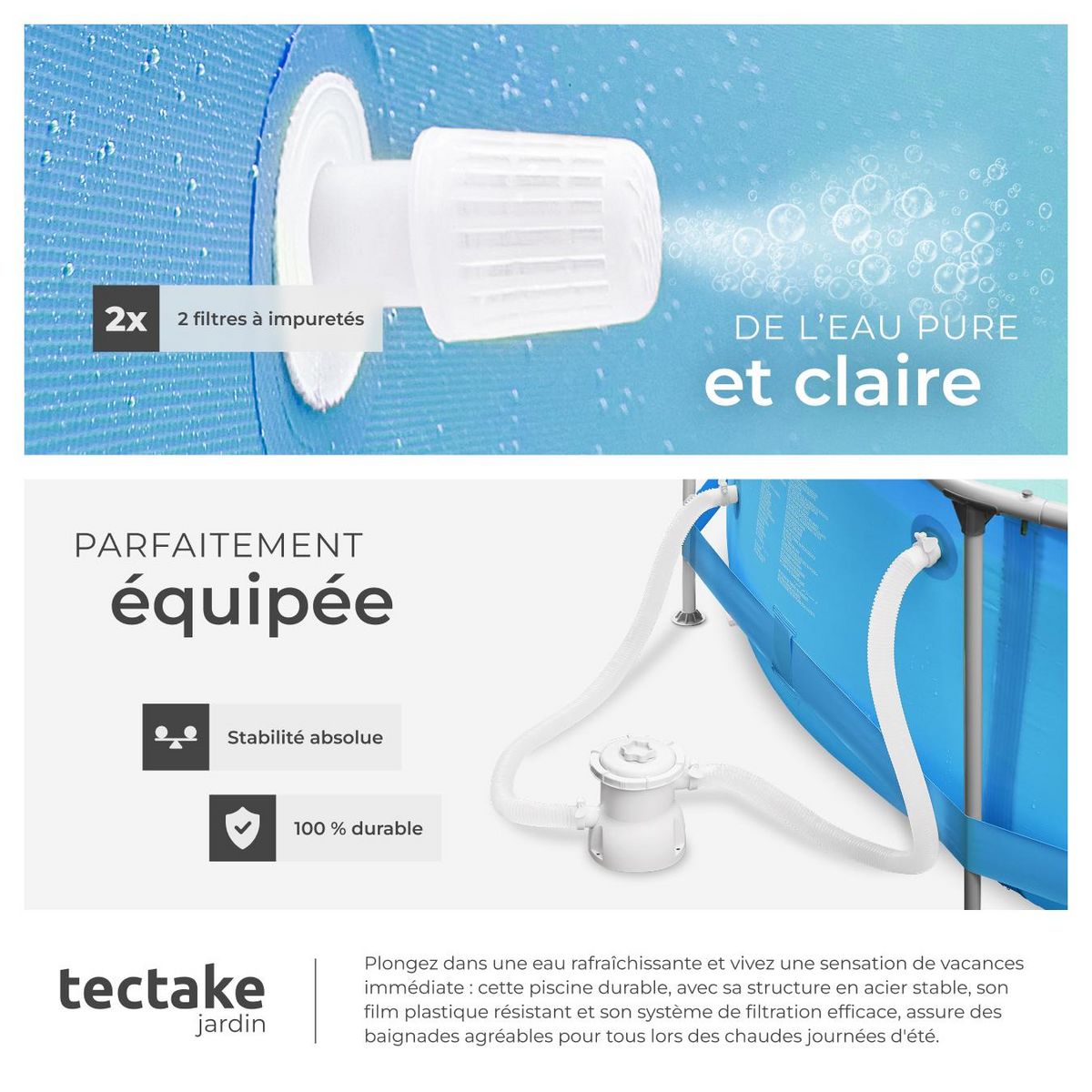 tectake Piscine ronde bleu