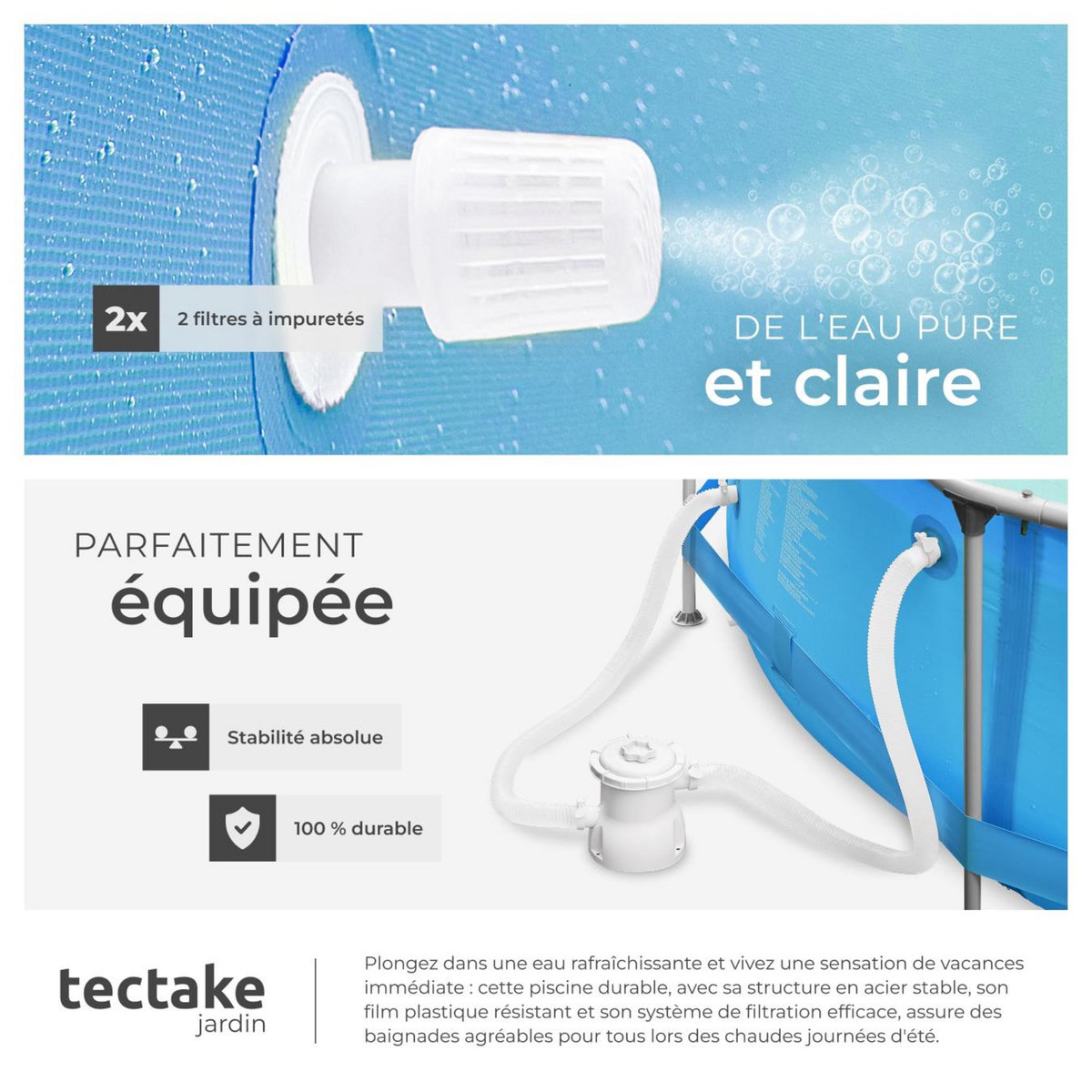 tectake Piscine ronde bleu