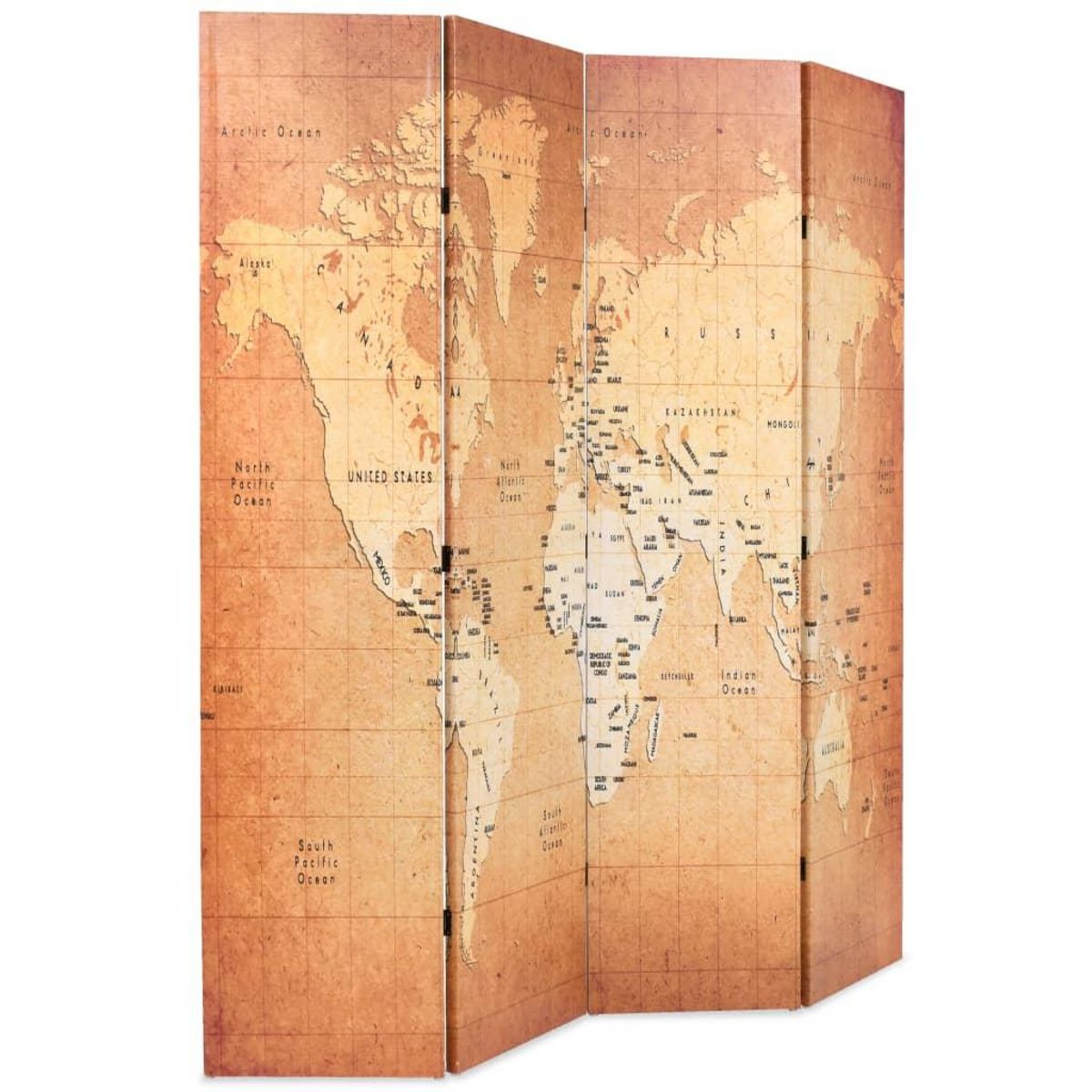 VIDAXL Cloison de separation pliable 160 x 170 cm Carte du monde Jaune