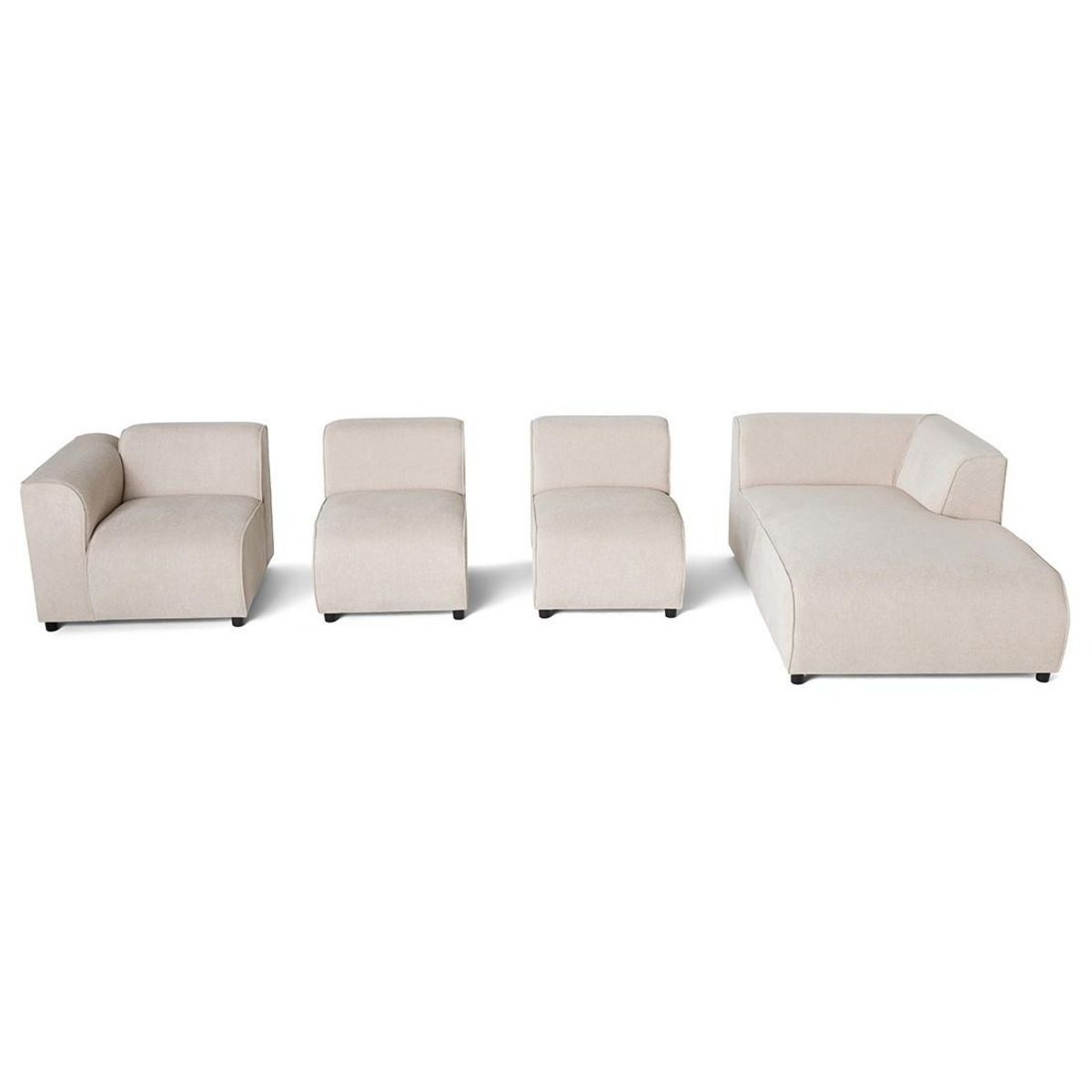 LISA DESIGN Suaro - canapé modulable d'angle droit 5 places en tissu texturé