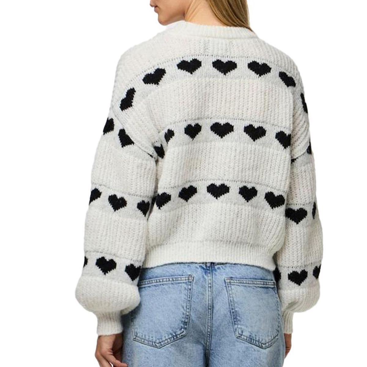 Pieces Pull Blanc/ Coeur Femme Pieces Nove