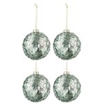 Paris Prix Lot de 4 Boules de Noël  Paillettes  10cm Vert Menthe