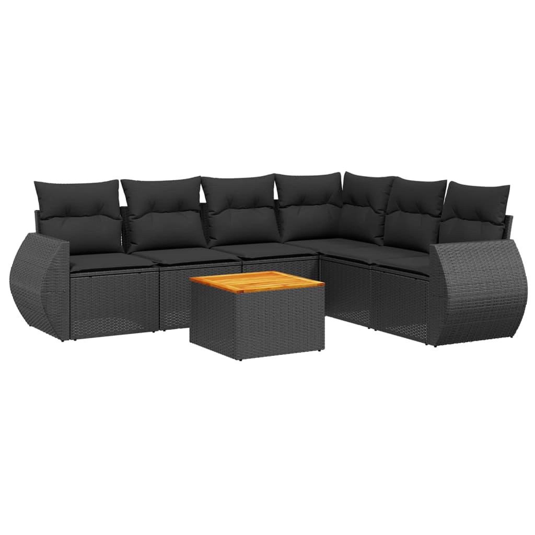 Voir la diapositive 2 : VIDAXL Salon de jardin 7 pcs avec coussins noir resine tressee