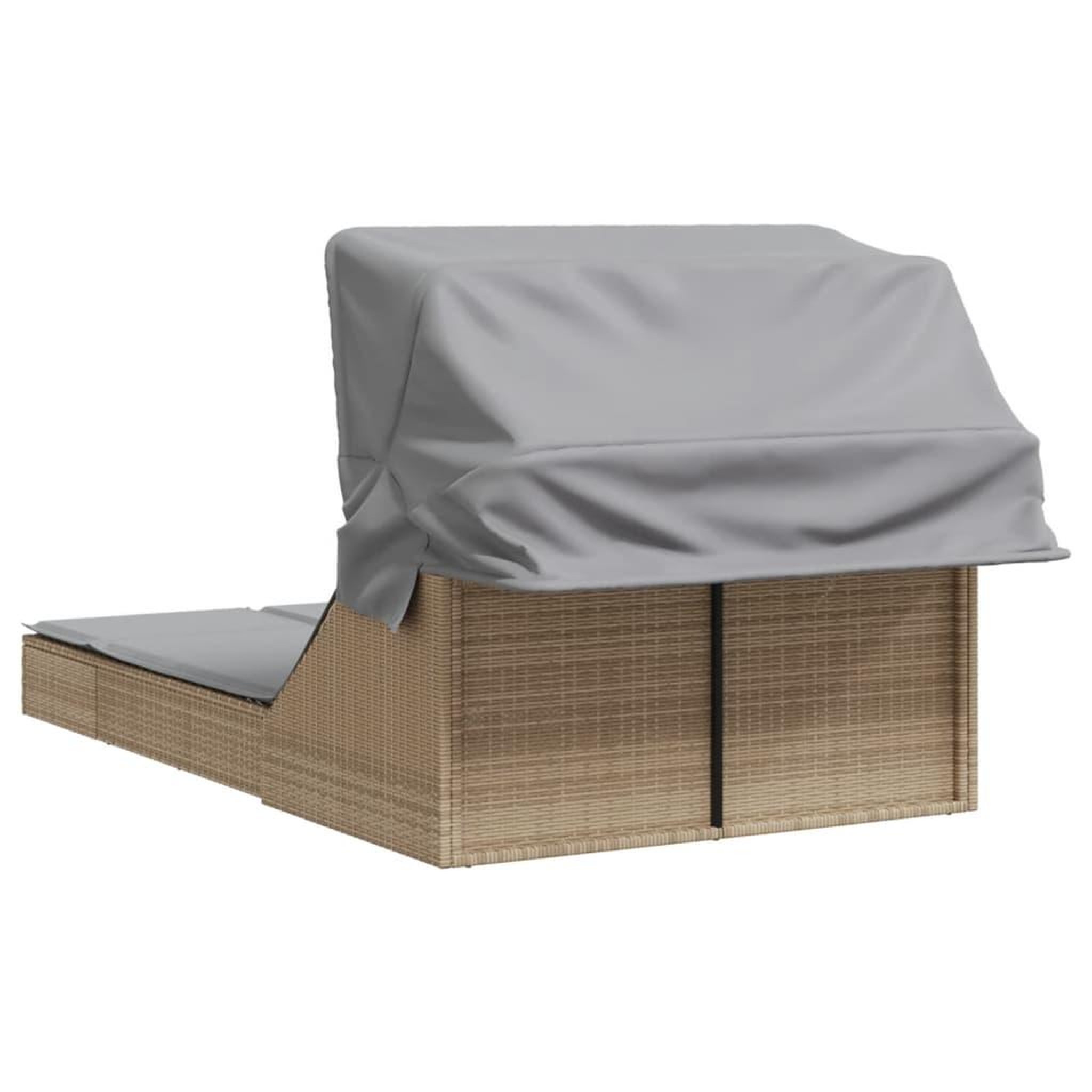 Voir la diapositive 5 : VIDAXL Chaise longue double avec auvent et coussins beige poly rotin