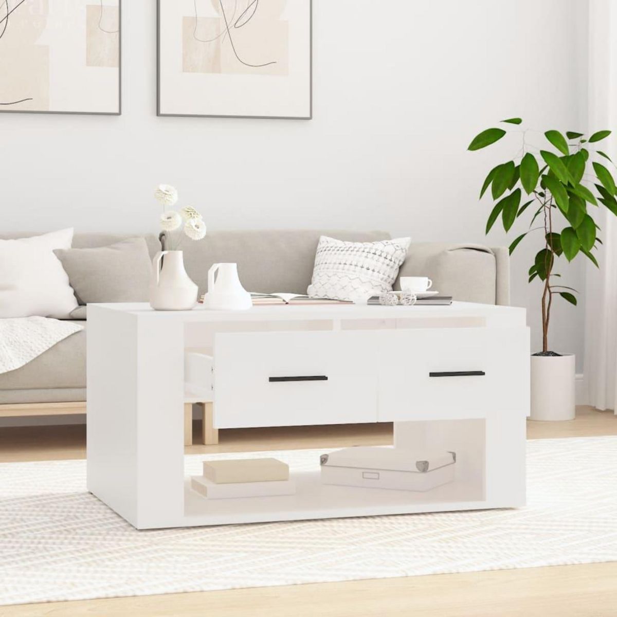 VIDAXL Table basse Blanc 80x50x40 cm Bois d'ingenierie